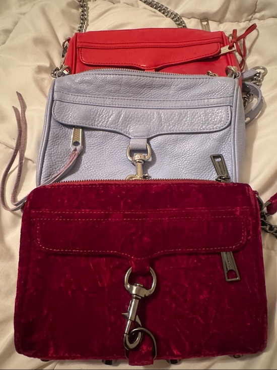 Rebecca Minkoff Handbags - Rebecca Minkoff Velvet Mini MAC Crossbody - Red & Light Blue